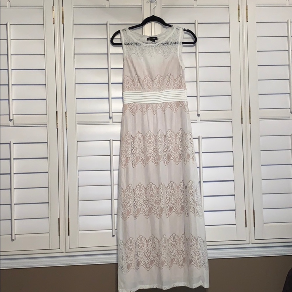 White lace over crime slip dress. Worn once.